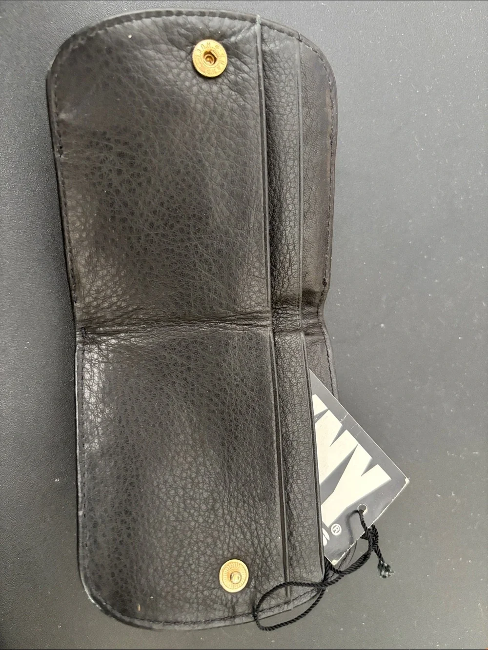 DKNY Black Leather Key & Card Pouch with Gold Clip